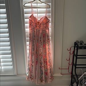 Farm Rio Delicate Forest Pink Maxi Dress